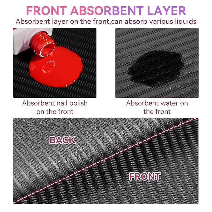 Makartt Disposable Nail Mats: 50Pcs Fordable Nail Paper Towels for Table Acrylic Practice Sheet 3 Ply Waterproof Nail Art Table Mats Clean Pads for Salon Manicure Tattoo Black