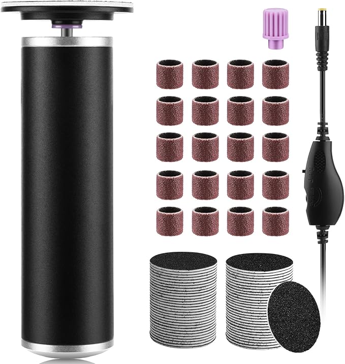 Electric Callus Remover for Feet, Foot File Grinder Tool with Replacement Sandpaper Disk and Nail Drill Bits, Adjustable Speed Foot Sander Pedicure Tools for Men Women Dry Cracked Hard Skin Calluses