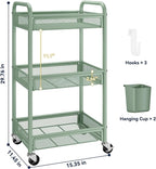 3 Tier Metal Rolling Cart, Art Workspace, Bedside Storage - Image 6