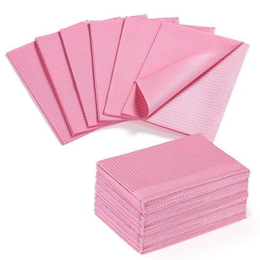 Etercycle Disposable Nail Mats - 50Pcs Fordable Nail Art Table Mats for Table Acrylic Nail Practice Sheet, 3 Ply Waterproof 13" X 18" Clean Pads Nail Art Accessories (Pink)