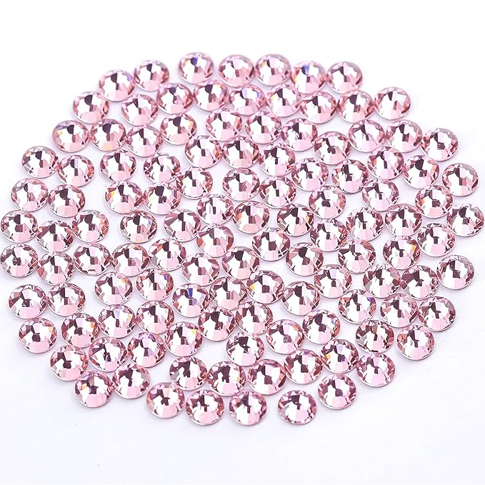 Novani Rhinestones 3000Pcs Flatback Crystal Round Loose Gemstones Glass Rhinestones for Crafts Makeup Nail Art Clothes Shoes DIY Decorations(SS10, 2.7-2.9mm,Pink)