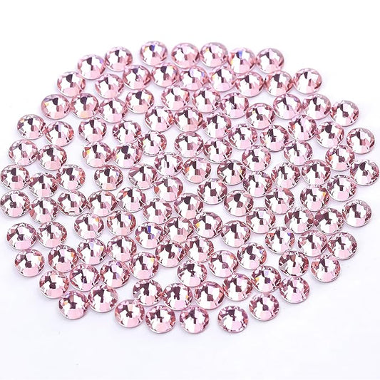 Novani Rhinestones 3000Pcs Flatback Crystal Round Loose Gemstones Glass Rhinestones for Crafts Makeup Nail Art Clothes Shoes DIY Decorations(SS10, 2.7-2.9mm,Pink)