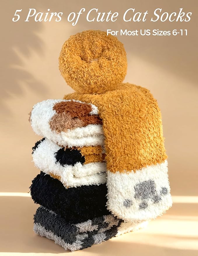 TEHOOK Warm & Cozy Gifts for Women, Stocking Stuufers, Fluffy Fuzzy Plush Sleeping Slipper Socks - Soft Warm Fabric