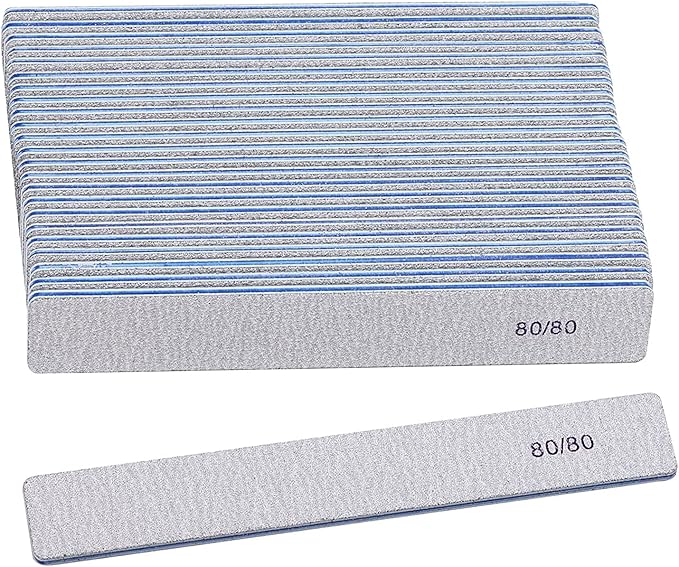 Nail Files for Acrylic Nails 80/80 Grit,Coarse Emery Boards, Thick Professional Square Blue Nail Polishing File Manicure Pedicure Tools(25PCS)