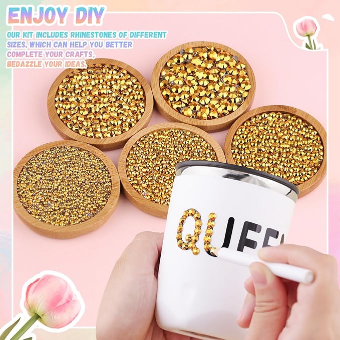 30000Pcs Resin Rhinestones for Bedazzling with 3Pcs B7000 Jewelry Glue, Mine Gold Flatback Gems Rhinestones for Crafting, Clothing Tumblers Mugs Shoes Fabric Decor Nail Art