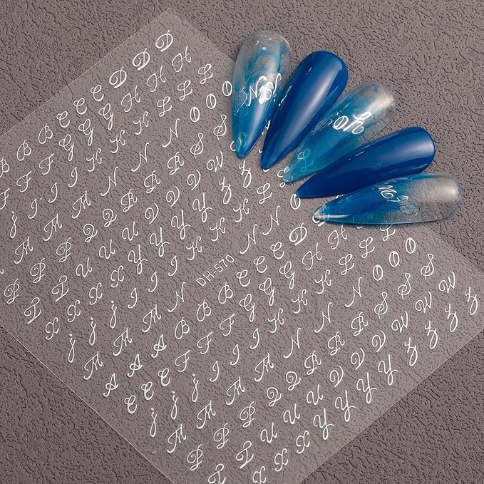 7 Pcs Letter Nail Stickers for Nail Art, Alphabet 3D Self-Adhesive Old English Nail Decals, Nail Supplies Nail Art Design Accessories for Women and Girls Manicure DIY Decoration