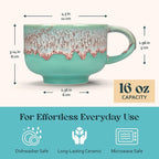 NOVA CERAMICS Mint Green Coffee Mug - 16 oz Ceramic Mug - Nebula | Green Mint - Image 4