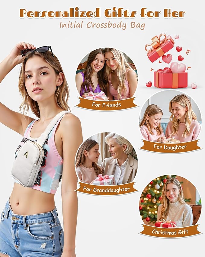Birthday Gifts, Monogrammed Crossbody Purse for 8 9 10 11 12 13 14 15 16 Girls, Mini Sling Bag Crossbody for Women, Cool Stuff for Teen Girls, Teacher Appreciation Gifts, Stylish Trendy Stuff