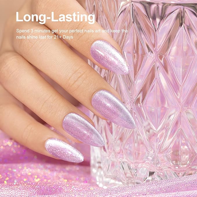 RARJSM Cat Eye Gel Nail Polish Aurora Light Color Velvet Silver Glitter Rose Red Galaxy Clear Shimmer Ice Gel Polish with Magnet Stick LED UV Curing Requires Soak Off Home Salon Single Bottle 15ml