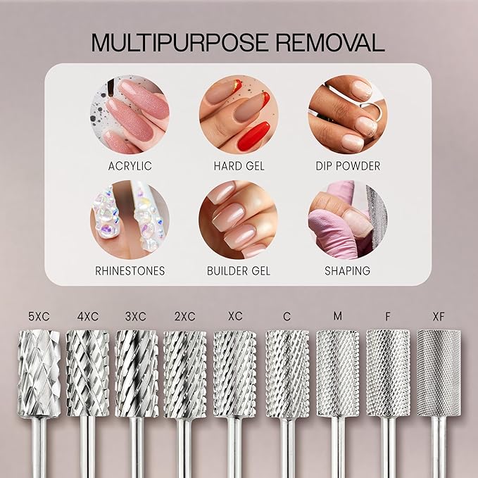 PANA Flat Top Large Barrel 3/32" Shank Size - (Silver, 4X Coarse Grit) - Fast remove Acrylic or Hard Gel Nail Drill Bit for Manicure Pedicure Salon Professional or Beginner