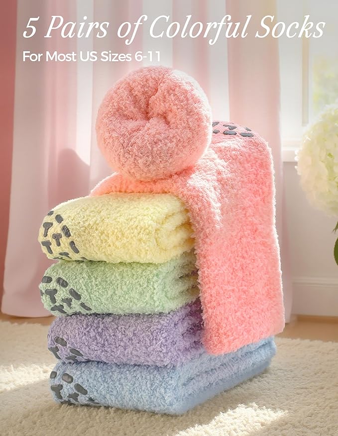 TEHOOK Warm & Cozy Gifts for Women, Stocking Stuufers, Fluffy Fuzzy Plush Sleeping Slipper Socks - Soft Warm Fabric