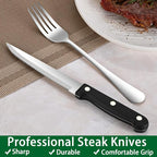 24-Piece Silverware Set with Steak Knives, Flatware Set Service - Image 5