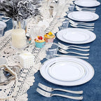 WELLIFE 600 PCS Silver Disposable Dinnerware Set - Image 8