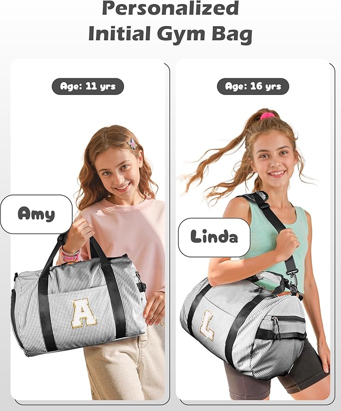 5 6 7 8 9 10 Year Old Girl Birthday Gift, Girls Travel Duffle Bag, Kids Initial Overnight Bags with Shoe Compartment, Monogram Weekender Bag with Makeup Pouch, Trip Essentials (Letter Q)
