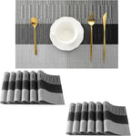 Leetaltree Grey with White Striped Placemats Set of 12 by Leetaltree-ArtatEveryTable