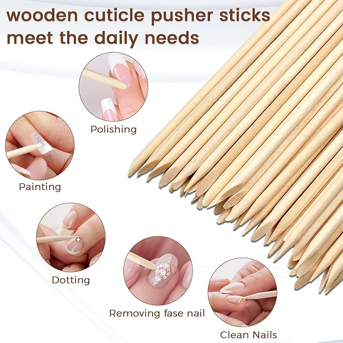 GOLD HONEY 180PCS Orange Sticks for Nails in Boxed - 4.5 Inch Double Sided Orange Wood Sticks for Nails Used - Professional Manicure & Cuticle Remover - Manicure Pedicure Tool
