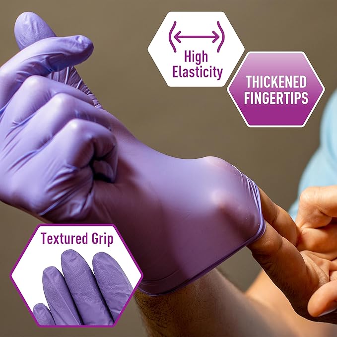 MedPride Powder-Free Nitrile Exam Gloves, Iris Blue, Medium, Box/100