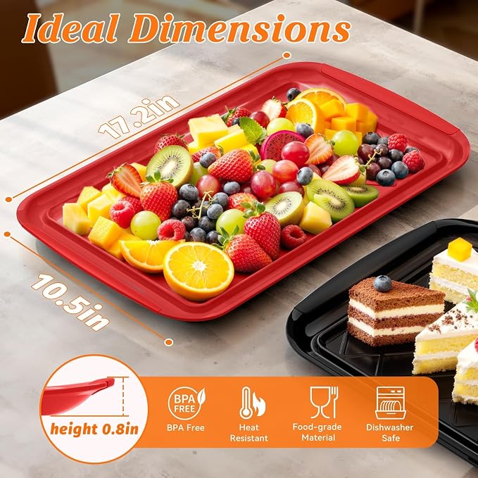 Grilling Prep & Serve Trays for Party Set of 4, Large BBQ Serving Platters | - Image 2