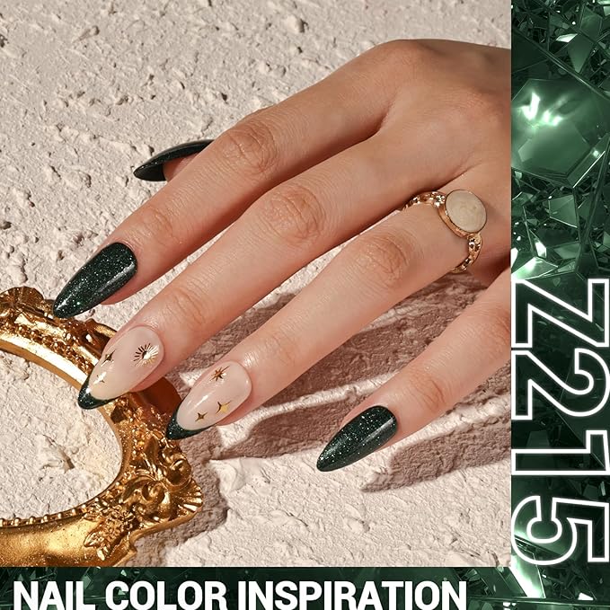 MelodySusie Green Glitter Gel Nail Polish,Sparkle 0.5 Fl Oz Soak Off UV LED Christmas Green Glitter Gel Polish Gift for Women Nail Art Manicure Salon DIY Nail Design Decoration at Home-z215