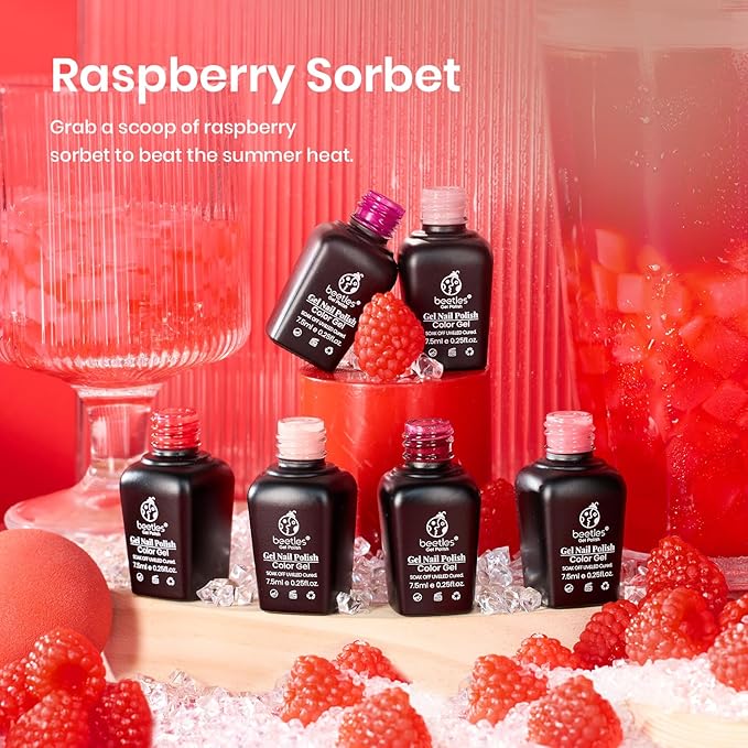 beetles Gel Polish Set - 6 Pcs Burgundy Red Purple Brown Nail Gel Polish Kit for Glamour, Wine Red Brown Lilac Sangria Gel Polish Soak Off UV LED Nail Lamp Fall Winter