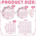 250 Pcs Pink Bow Disposable Paper Plate Napkins | Disposable Tableware Set - Image 2