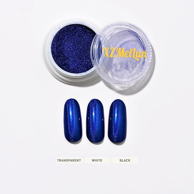 Chameleon Blue Magic Mirror Chrome Nail Powder, Big-Capacity 1.5g Metallic Dust Holographic Effect Powder Pigment Glitter Manicure Kit, Nail Art, Can Mixed with Builder Gel Nail Polish Use
