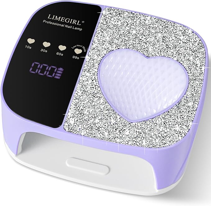 LimeGirl UV LED Nail Lamp Kit for Gel Polish Professional Fast Curing Purple Dryer Light Set with 4 Timer Settings Cordless Rechargeable Nail Art Cure Machine for Manicure Pedicure at Home and Salon