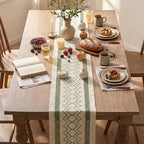 Artoid Mode Sage Green Stripe Diamond Woven Table Runner 12x48 Inch | Holiday - Image 4