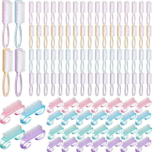 Patelai 200 Pcs Handle Grip Nail Brush Bulk Colorful Nail Scrubber Fingernail Brushes Hand Toes Cleaning Brushes Pedicure Scrubbing Tool for Men and Women, Multicolor Brush