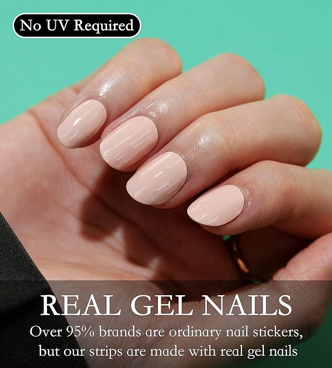 Nail Polish Strips Long Lasting, 20Pcs Wraps, Easy Apply& Remove Salon Quality Gel Nail Stickers (Sweet Light Pink)