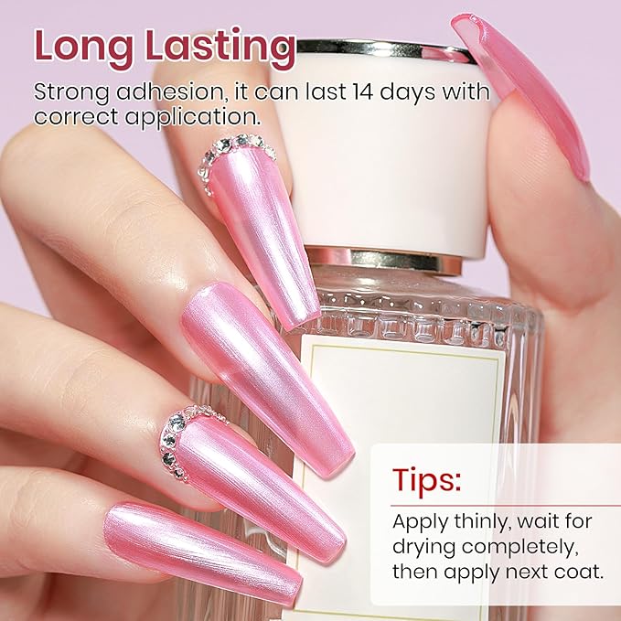 MIZHSE Pearlescent Rose Pink Nail Polish, Quick Dry Pearl Nail Polish, Air Fast Drying 15ml Nail Lacquer Non Gel Oil-based Nail Art Manicure Home DIY