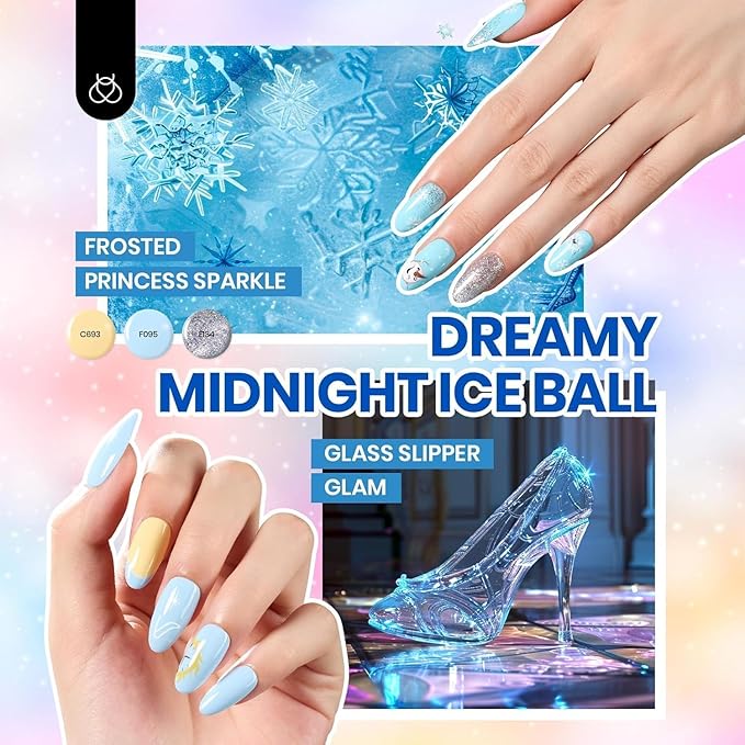 Beetles Gel Nail Polish Set - 44 PCS Brown Nude Burgundy Gel Polish Winter Nails Fairytale Town Collection with 4Pcs Base Glitter Matte Glossy Top Coat Soak off Uv Gel DIY Manicure