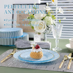 Lullaby 60PCS Light Blue Scalloped Plastic Plates - Image 5