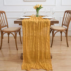 Asee'm 2pcs Gold Yellow Cheesecloth Table Runner Summer 10FT Rustic Gauze | - Image 6