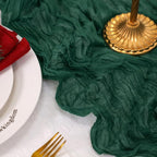 Snowkingdom Emerald Green Table Runner 120 Inch 10 Ft Rustic Boho Dark Green - Image 2