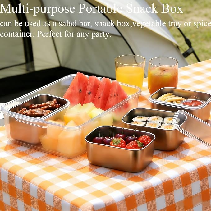 Snackle Box Container, Stainless Steel Divided Serving Tray - Image 3
