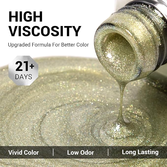 MelodySusie Green Glitter Gel Nail Polish,0.5 Fl Oz Soak Off UV LED Sparkle Lime Sherbet Glitter Gel Polish Gift for Women Nail Art Manicure Salon DIY Nail Design Decoration at Home-A1311