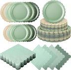 200pcs Sage Green Plates and Napkins Tableware Set Serve 50 Guests Includes by Ziliny