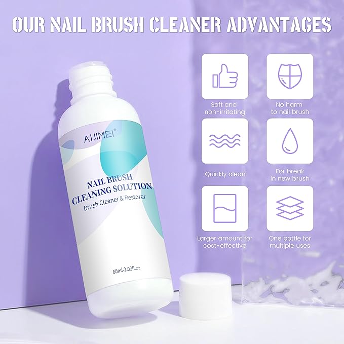 AIJIMEI Nail Art Brushes Cleaner Gel and Gel Nail Brushes Cleaner for Acrylic Application Can Quickly Dissolve Residues Acrylic Nail Brush Cleaner 60ml/2.03FL.OZ