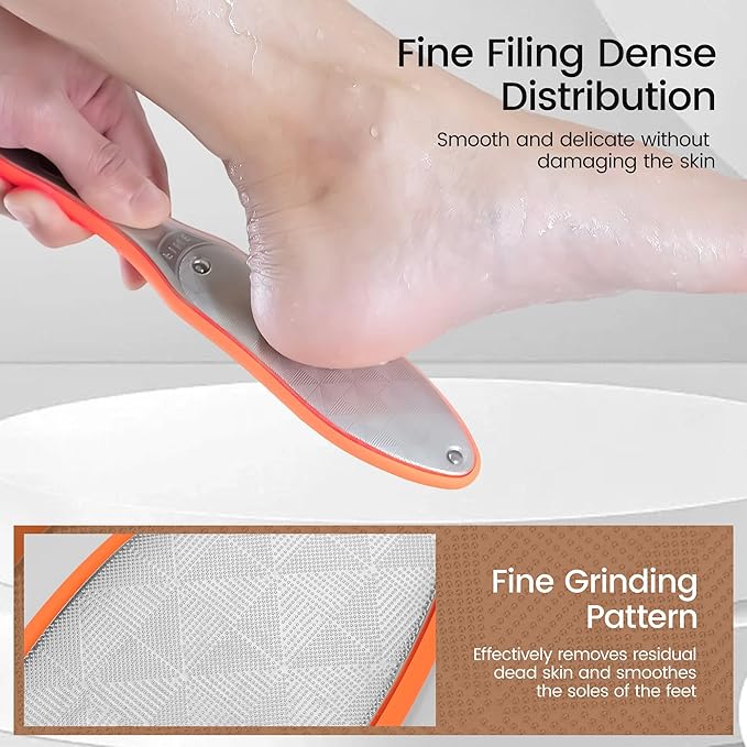 YTD likomey Stainless Steels Foot File,1 Pcs One Piece Molding Coarse Fine Double Sided Super Durable Foot Scrubber,for Wet or Dry Feet Callus Dead Skin Hard Skin Pedicure Remover Tool