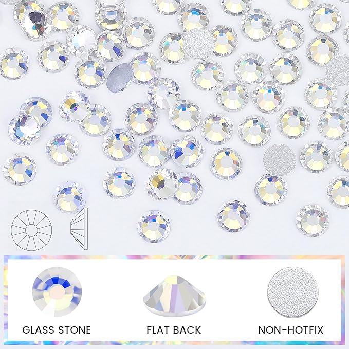 Novani Rhinestones 3000Pcs Flatback Crystal Round Loose Gemstones Glass Rhinestones for Crafts Makeup Nail Art Clothes Shoes DIY Decorations(SS8, 2.3-2.5mm,Moon Night)