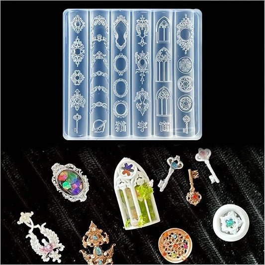 3D Frame Nail Art Molds Mirror Design, Silicone Nails Tool Y2k Decoration