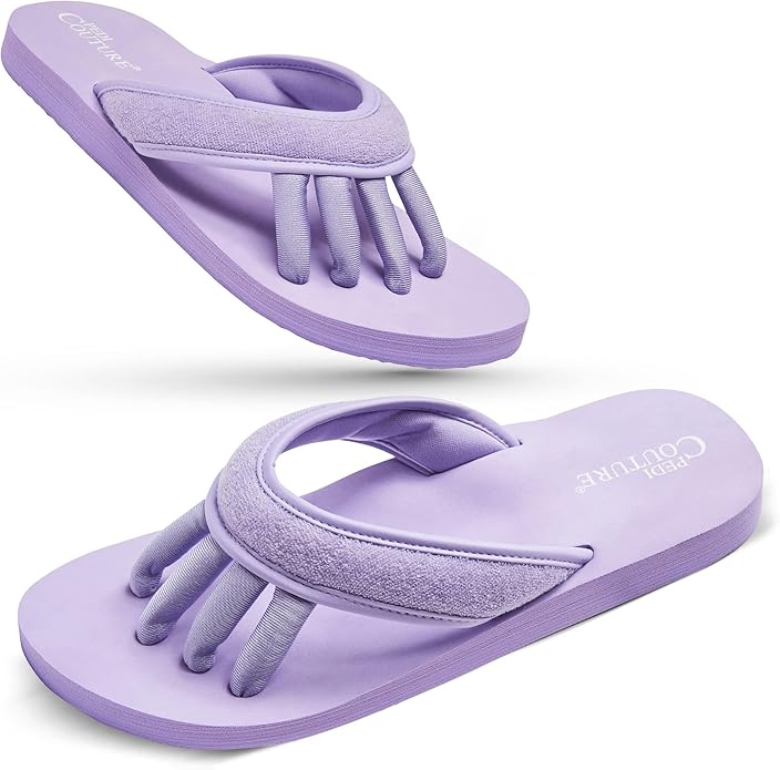 Pedi Couture Pedicure Sandals with Built In Toe Separators for Women - Comfortable Spa Style Flip Flops for Home, Salon, Yoga & Gym Use