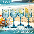 48Pack Plastic Wine Glasses, 7oz Vintage Goblets - Image 3
