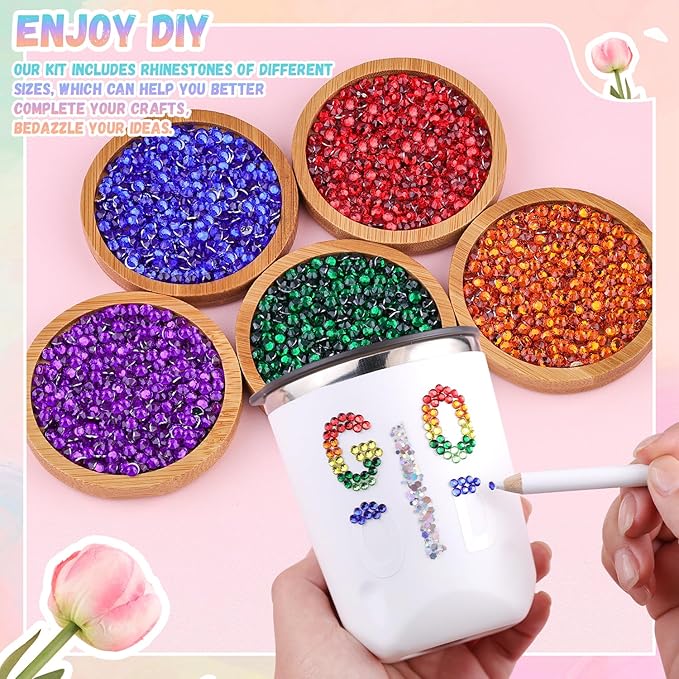 12600Pcs Resin Rhinestones with 1Pcs B7000 Jewelry Glue for Crafting, Multicolors 4mm Non Hotfix Flatback Gems, Bedazzling Crystal for DIY Crafts Clothing Tumblers Mugs Shoes Fabric Decor Nail Art
