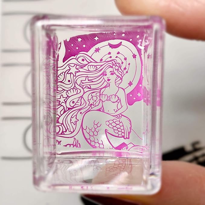 Maniology Ice Cube Clear Rectangular Stamper with Scraper Card | Essential Transparent Nail Stamping Tool for Precise Nail Art Stamp Design Transfer & Placement
