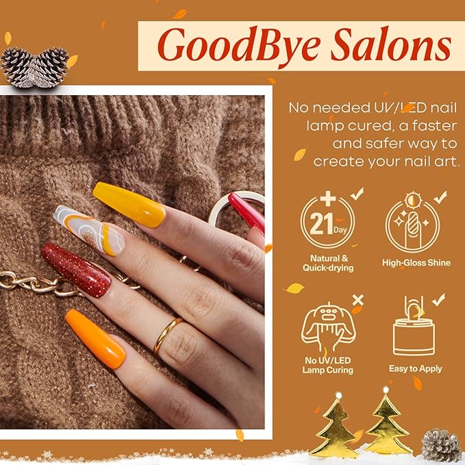 AZUREBEAUTY Dip Powder Nail Kit Starter Fall Autumn Orange Green Glitter Red 20 Colors Acrylic Dipping Powder Liquid Set with Base/Top Coat for French Nails Art Manicure Beginner DIY Salon Home