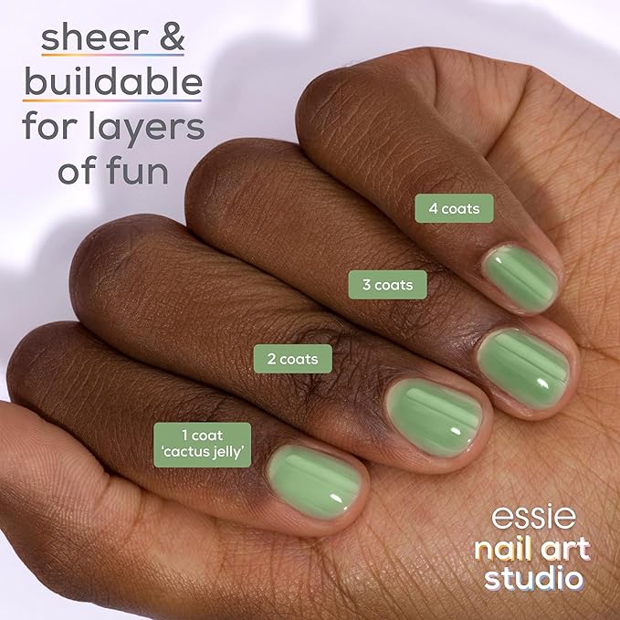essie Nail Art Studio Jelly Gloss Polish, Vegan, Sheer Green Nail Polish, Cactus Jelly, 0.46 Fl Oz