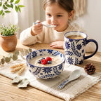 Cereal Bowls Set of 6, 28 Ounces Soup Bowls, Bohemian Ceramic Bowls - Image 7