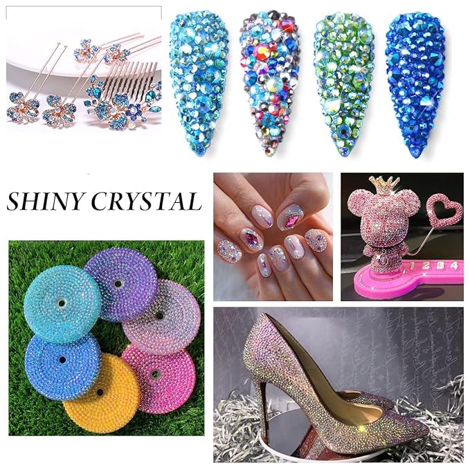 Novani Pink AB Rhinestones Glass Rhinestone for Crafts Flatback Crystals Gems and Rhinestones for Nails Art Makeup Face Clothes Shoes Decoration DIY(SS12,1440pcs,Pink AB)